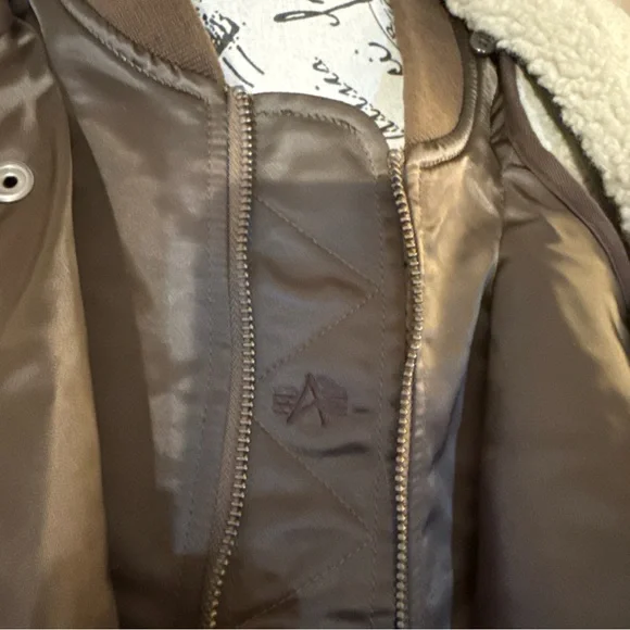 Alpha Industries Brown and Cream Bomber Jacket - Picture 5 of 15